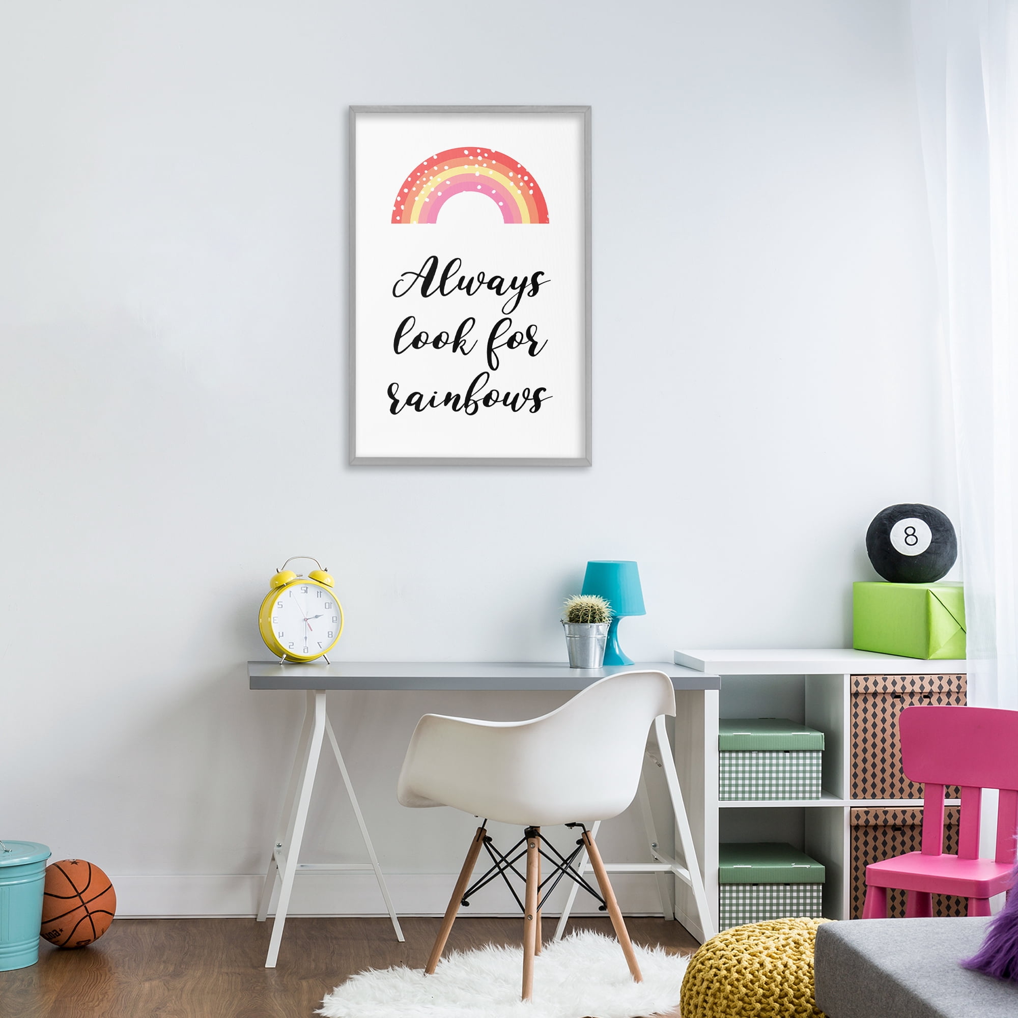 Stupell Industries Always Look For Rainbows Gray Framed Giclee Art, design by Martina Pavlova