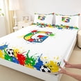 thumbnail image 5 of Erosebridal Splash Soccer Letter G Queen Sheet Sets, Sport Bed Set for Boys and Girls, 4 Pieces, 1 Flat Sheet, 1 Fitted Sheet and 2 Pillowcases, 5 of 6