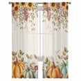 thumbnail image 2 of Orange Pumpkin Fall Semi Sheer Curtains 96 Inch Length 2 Panels Set,Thanksgiving Botanical Sunflower Rustic Sheer Kitchen Curtain Voile Window Curtain for Living Room Bedroom Rod Pocket Drapes, 2 of 7