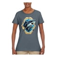 thumbnail image 2 of Ocean Shark Big Mouth Womens Graphic T-Shirt, Charcoal, X-Large, 2 of 3