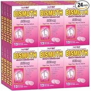 HealthA2Z® Bismuth | Bismuth Subsalicylate 262mg | Multi-Symptom Relief for Nausea, Upset Stomach & Diarrhea | 24 24 Pack of 12 Chewable Tablets (288 Tablets Total) | Value Pack