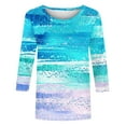 thumbnail image 4 of Fiudx Ofertas Relámpago Camiseta Holgada de Manga Tres Cuartos con Cuello Redondo y Estampado Regular a La Moda Informal para Mujer, 4 of 4