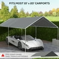 thumbnail image 4 of Outdoor Lighting Outsunny 10' x 20' Carport Replacement Top Canopy Cover, UV Resistant and Water Resistant Car Port Portable Garage Tent Cover with Ball Bungee Cords, Dark Gray, Only Cover,Outdoor Wa, 4 of 5