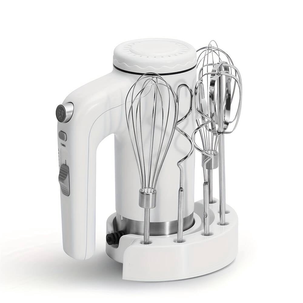 SAY YEAH Electric Hand Mixer,Upgrade 5 Speed Hand Mixer with Turbo Boost,Kitchen Immersion Blender for Food Whipping,Egg Beaters Includes 6 Attachments,White