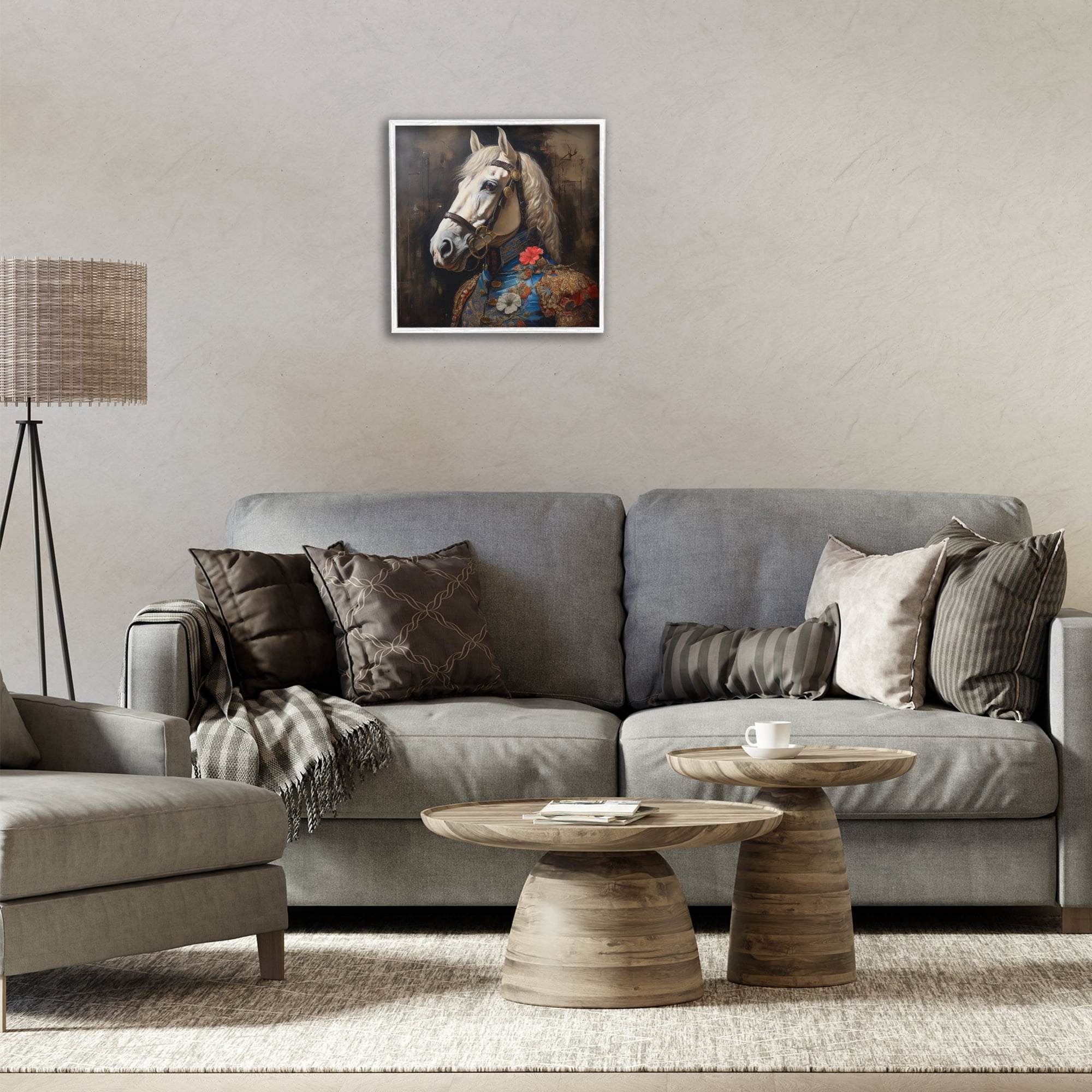 Stupell Industries Horse with Regal Clothing Animals & Insects Painting White Framed Art Print Wall Art, 17 x 17