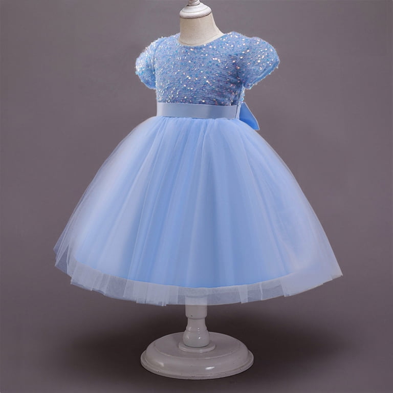 CAICJ98 Girls Sequin Dress Pageant Toddler Girl Dress Party Sparkly Flower  Girl Dresses Wedding Birthday Gown Blue,5-6 Years - Walmart.com