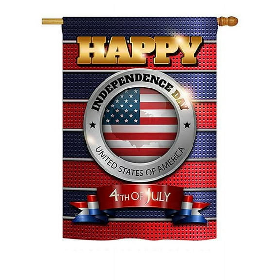 Breeze Decor H111080-BO Happy Independence Day Americana Fourth of July Impressions Decorative Vertical 28" x 40" Double Sided House Flag