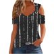 thumbnail image 1 of Pantalones Cortos para Mujeres Sexy No Posicionamiento Impreso Cuello en V Manga Corta Suelta Superior, Blusa Casual de Poliéster, Lavado a Mano Primavera Verano, 1 of 7