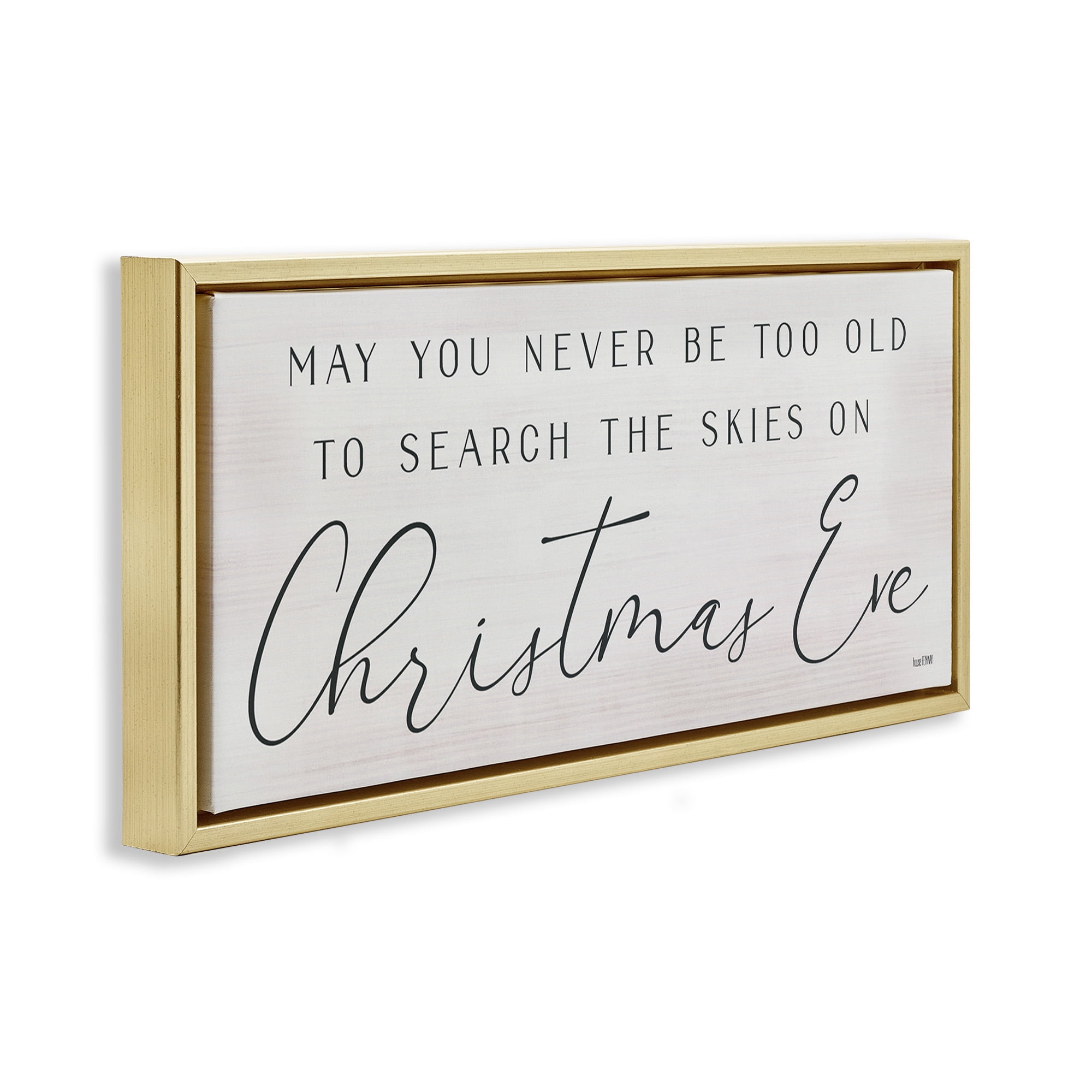 Stupell Industries Inspiring Christmas Eve Sentiment Inspirational Painting Gold Floater Framed Canvas Art Print Wall Art, 31 x 14