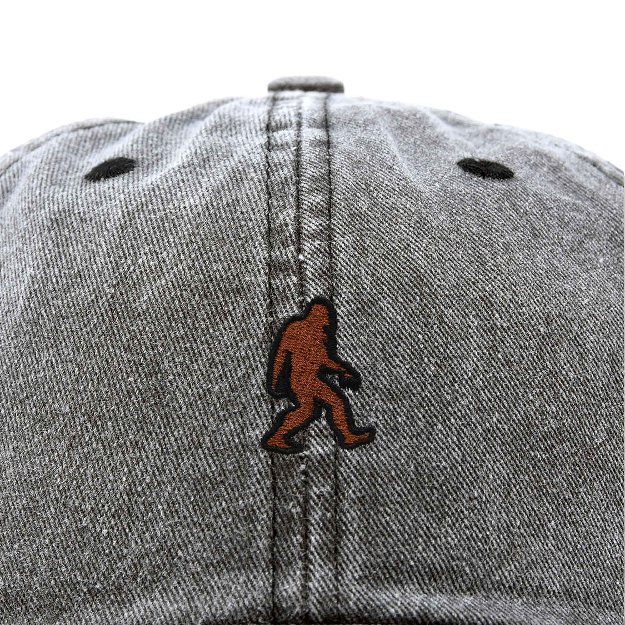 Dalix Sasquatch Embroidered Cap Cotton Baseball Summer Cool Dad Hat Mens in Washed Black