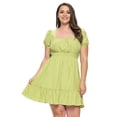 thumbnail image 4 of Pastel by Vivienne Women's Square Neck A-Line Mini Dress Plus Size Lime X-Large, 4 of 4