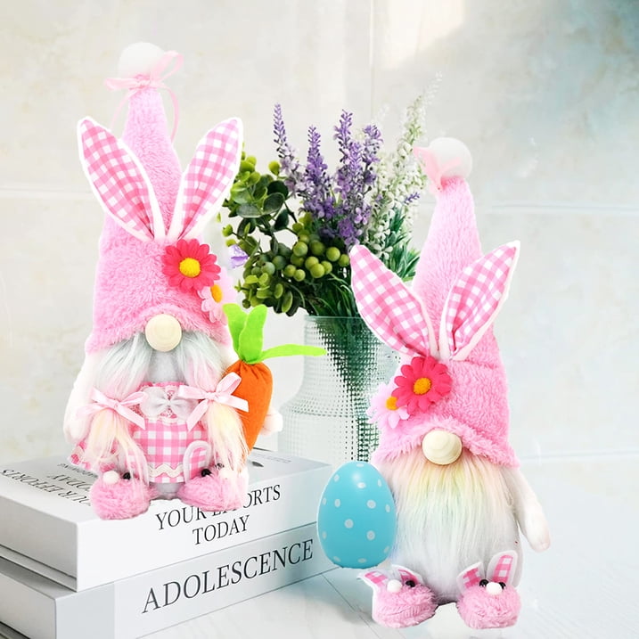 Ayieyill 12.2’ Easter Gnomes, Indoor Easter Decoration for The Home, Easter Decor Flocked Bunny Gnome Plush (2Pcs)