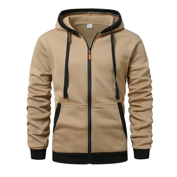 Dolkfu Sudadera con capucha para hombre, chaqueta deportiva de color sólido con cremallera completa, chaqueta con capucha para hombre. M