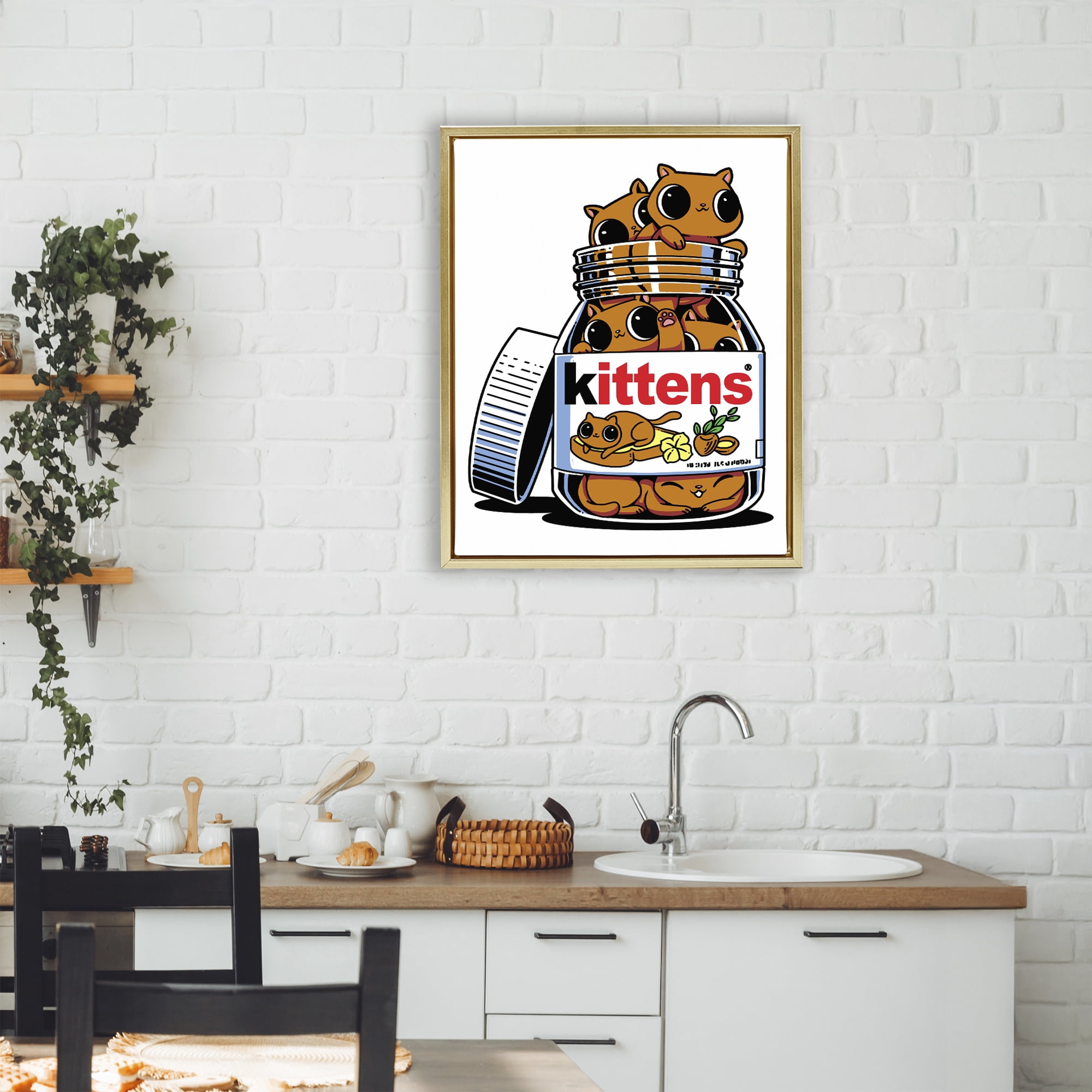 Stupell Industries Hazelnut Spread Cats Gold Framed Floater Canvas Wall Art, design by Tobe Fonseca
