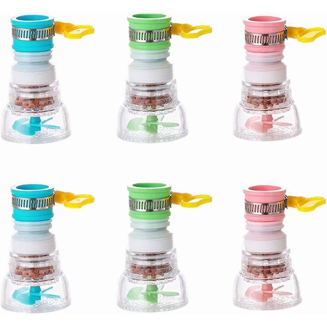 Mini filtro de agua del grifo, paquete de 6 filtros de grifo, filtro de grifo a prueba de salpicaduras, filtración activa de minerales para cocina, bañera y ducha, mezclador plisado ( Feliz Sencillez