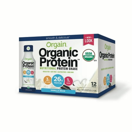 Orgain Organic Grass Fed Protein Shake, Vanilla Bean, 26g Protein, 12