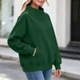 thumbnail image 6 of Sweatshirts for Women Cozy Mock Neck Pullover Top Drop Shoulder Long Sleeve Sweatshirt with Front Pocket Relaxed Fit Winter Warm Clothing, 6 of 9
