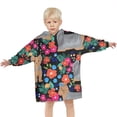 thumbnail image 3 of Yorkie Dog and Flower Florals Blanket Hoodies for Kids 6-13YR Oversize Wearable Blanket Hoodies for Boys Girls Teens, 3 of 7