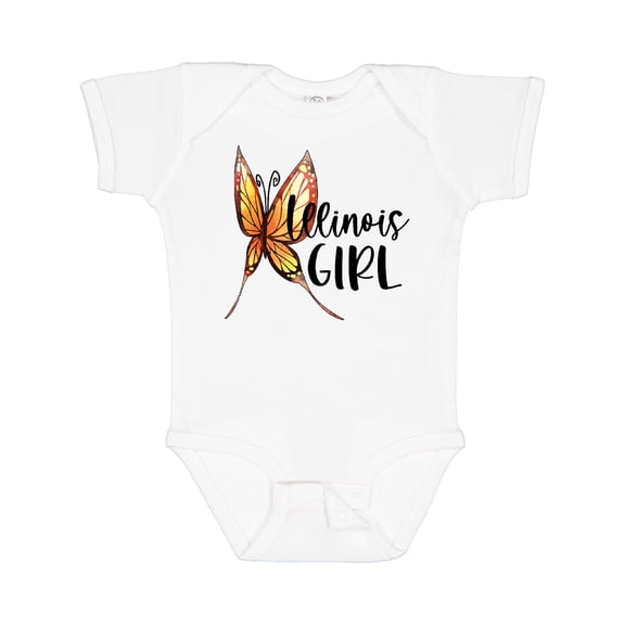 Inktastic Illinois Girl- Butterfly Girls Baby Bodysuit