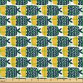 thumbnail image 2 of Ambesonne Folk Art Fabric by the Yard Upholstery, Scandinavian Fish Motifs, 1 Yard, Petrol Blue Yellow, 2 of 5