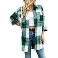 thumbnail image 2 of Seyurigaoka Women's Lapel Plaid Shirts Jacket Winter Autumn Casual Long Sleeve Button Down Loose Shacket Coat, 2 of 7