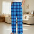 thumbnail image 2 of HAOTAGS Kids Plaid Pants (4-16) Elastic Waist Stright Leg Loungewear Pants with Pockets Navy Size 9, 2 of 7