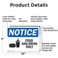 thumbnail image 2 of (2 Pack) Food And Drink Only OSHA Notice Sign 10 Inch X 7 Inch Indoor / Outdoor Rust-Free Aluminum Metal Signs for Workplace, Workshop, and Construction Site, Made in the USA, 2 of 8