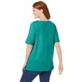 thumbnail image 3 of Woman Within Women's Plus Size Perfect Button-Sleeve Shirred Scoop-Neck Tee, 3 of 5