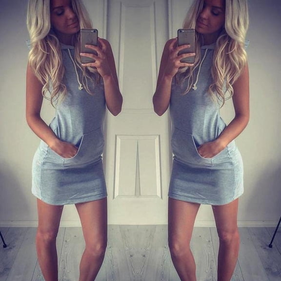 Viikei Sleeveless Dress Summer Dresses for Women Plus Size Dresses Fashion Summer Casual Sleeveless Hoody Dress