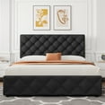 thumbnail image 1 of Bingirl Queen Size Bed Frame with 4 Storage Drawers, Linen Upholstered Platform Bed Frame with Adjustable Headboard, Diamond Stitched Button Tufted, 1 of 9