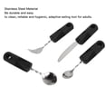 thumbnail image 3 of Weighted Silverware, Ergonomic Design Stable Arthritic Hands Adaptive Utensil Black Handle  for Home Hospital, 3 of 8