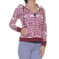 thumbnail image 4 of Almost Famous Womens Faux-Shera-Trim Hoodie Sweatshirt, Red, Small, 4 of 5