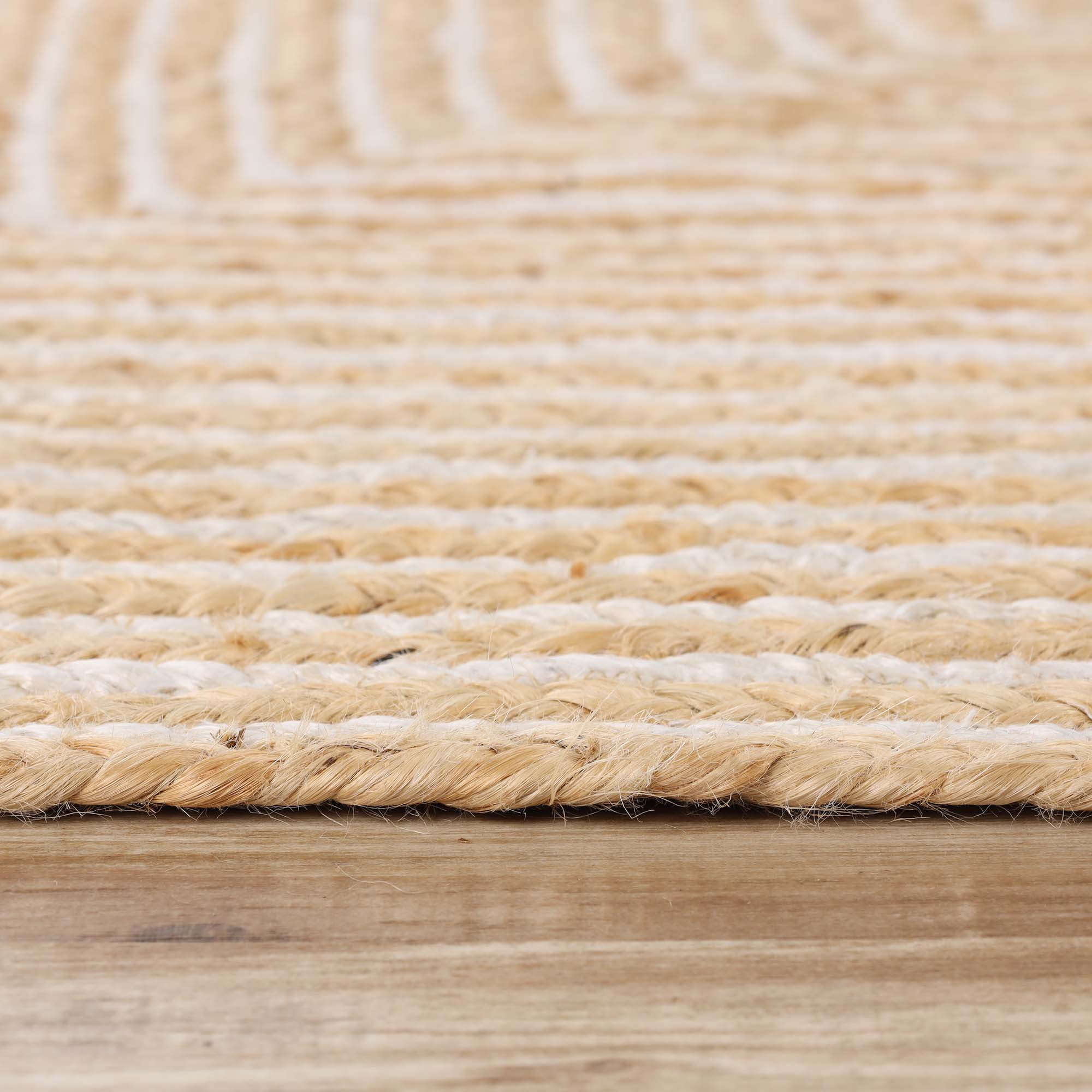 Superior Braided Jute Handwoven Indoor Outdoor Area Rug, 2' x 3', Ivory