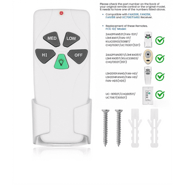 COREBAY FAN-53T Ceiling Fan Remote Control - Replacement for Hunter, Hampton Bay, Harbor Breeze, Kichler