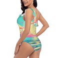 thumbnail image 4 of Sikiie Retro Palm Beach Sunset Print Women One Piece Swimsuits Tummy Control One Shoulder Bathing Suits Ruffle Swimwear, From S to XXL-X-Large, 4 of 6