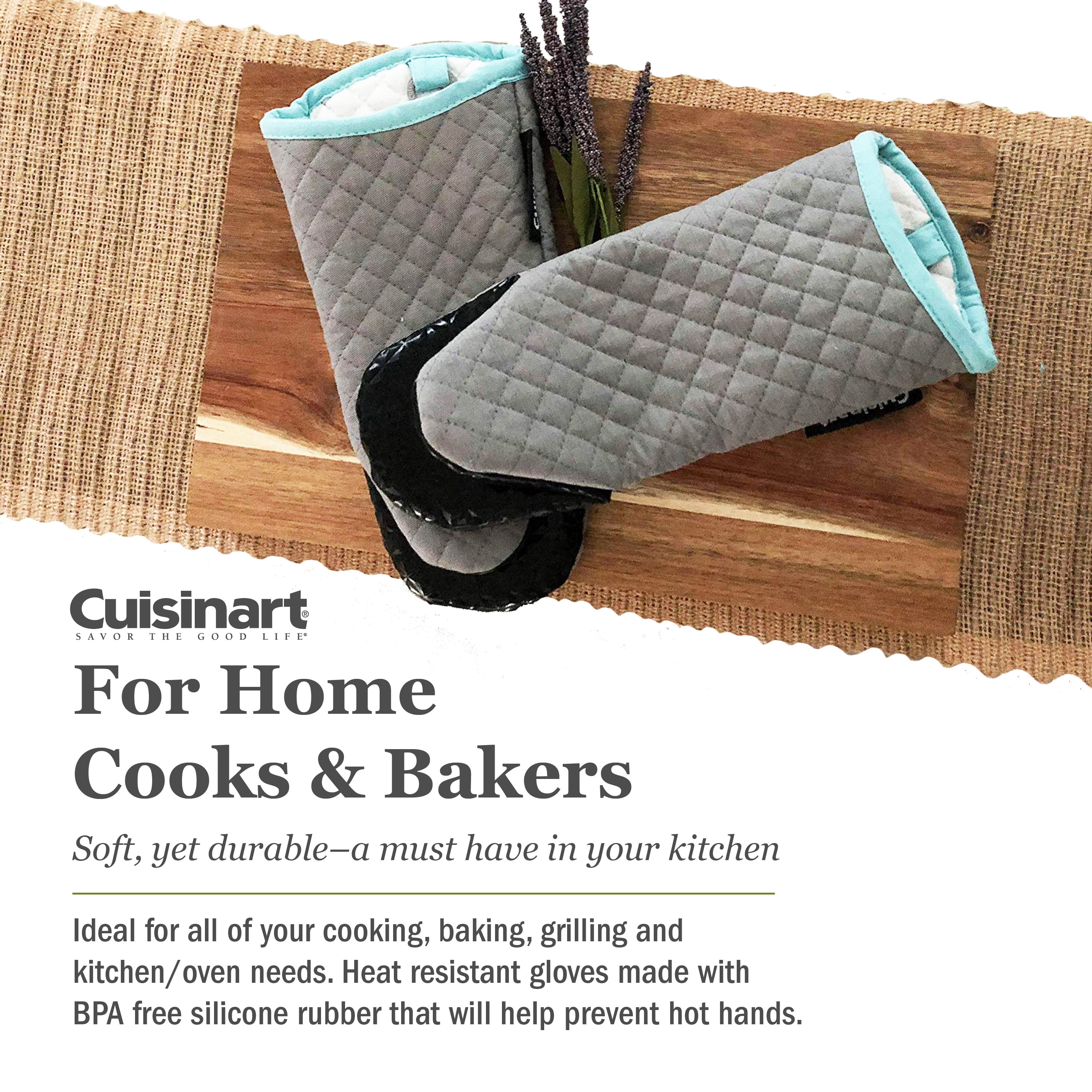 1 Pair Short Oven Mitts - Silicone Kitchen Oven Gloves High Heat Resistant  500℉, Mini Oven Mits with Non-Slip Grip Surfaces and Hanging Loop for BBQ