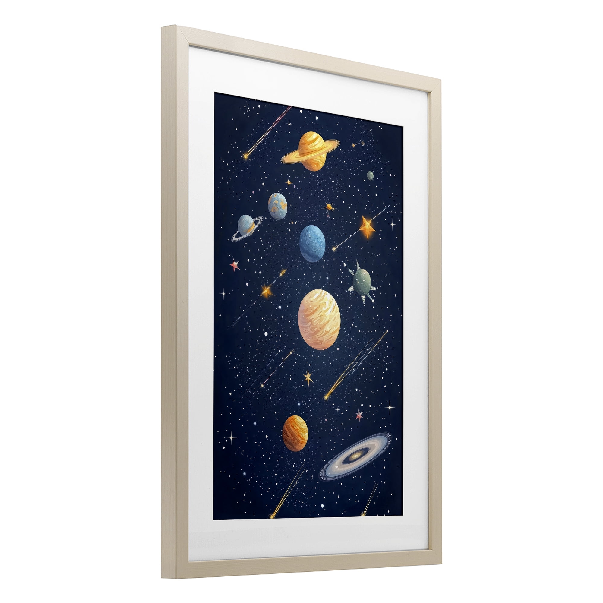 Stupell Industries The Galaxy Composition Birch Framed Print Under Glass, design by Creative Studio