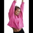 thumbnail image 2 of Sudadera Corta para Mujer, Cuello Redondo, Larga, Talla Grande, Otoño-Invierno 2025, Estilo Jersey Holgado. Rosa Roja L, 2 of 10