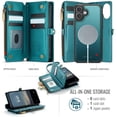 thumbnail image 2 of Funda Wallet Defense para iPhone 16 de 6.1 pulgadas con RFID, azul y verde, 2 of 9