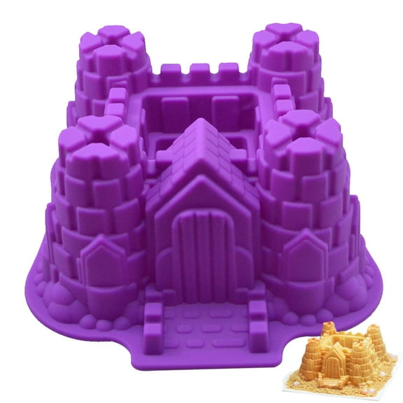 MLINS Purple Silicone Castle Design Baking Molds for Cake Making and DIY Use Ideal for Valentine's Day or Birthday Parties 3DCastleShape