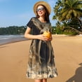 thumbnail image 4 of Balery Ancient Skull Cave Landscape Vestidos sueltos de manga corta para mujer, vestidos de verano 2025, vestidos casuales de corte A con vuelo., 4 of 6