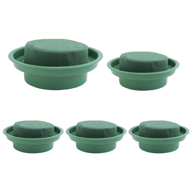 Paquete de 5 Paquetes de Arreglos Florales de Bricolaje Verde Redondo Mojado Espuma Floral con TazóN, Flores de Pasillo de Boda, DecoracióN de Fiesta