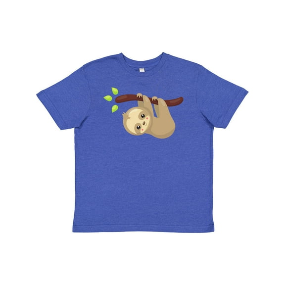 Inktastic Cute Sloth Hanging From Tree Branch, Lazy Sloth Youth T-Shirt