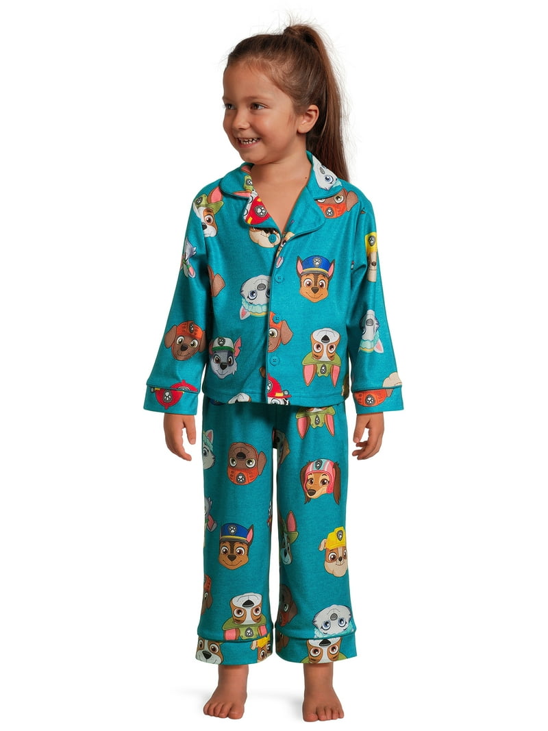 Paw Patrol Toddler Long Sleeve Button Down Top and Bottoms Pajama