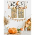 thumbnail image 2 of Hello Fall Gnomes Curtain Valance for Windows/Living Room/Kitchen/Bathroom, Thanksgiving Orange White Blue Pumpkin Maple Leaf Watercolor Short Half Rod Pocket Curtain Window Treatment Panel 54x18, 2 of 6