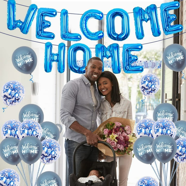 Blue Welcome Home Backdrop Decorations Welcome Home We Missed You So Much  Background Decor for Family Reunion Homecoming Party