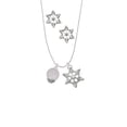 thumbnail image 2 of Delight Jewelry 12mm Stardust Round Silvertone Spinner Silver tone Snowflake Charm Necklace and Stud Earrings, 2 of 4