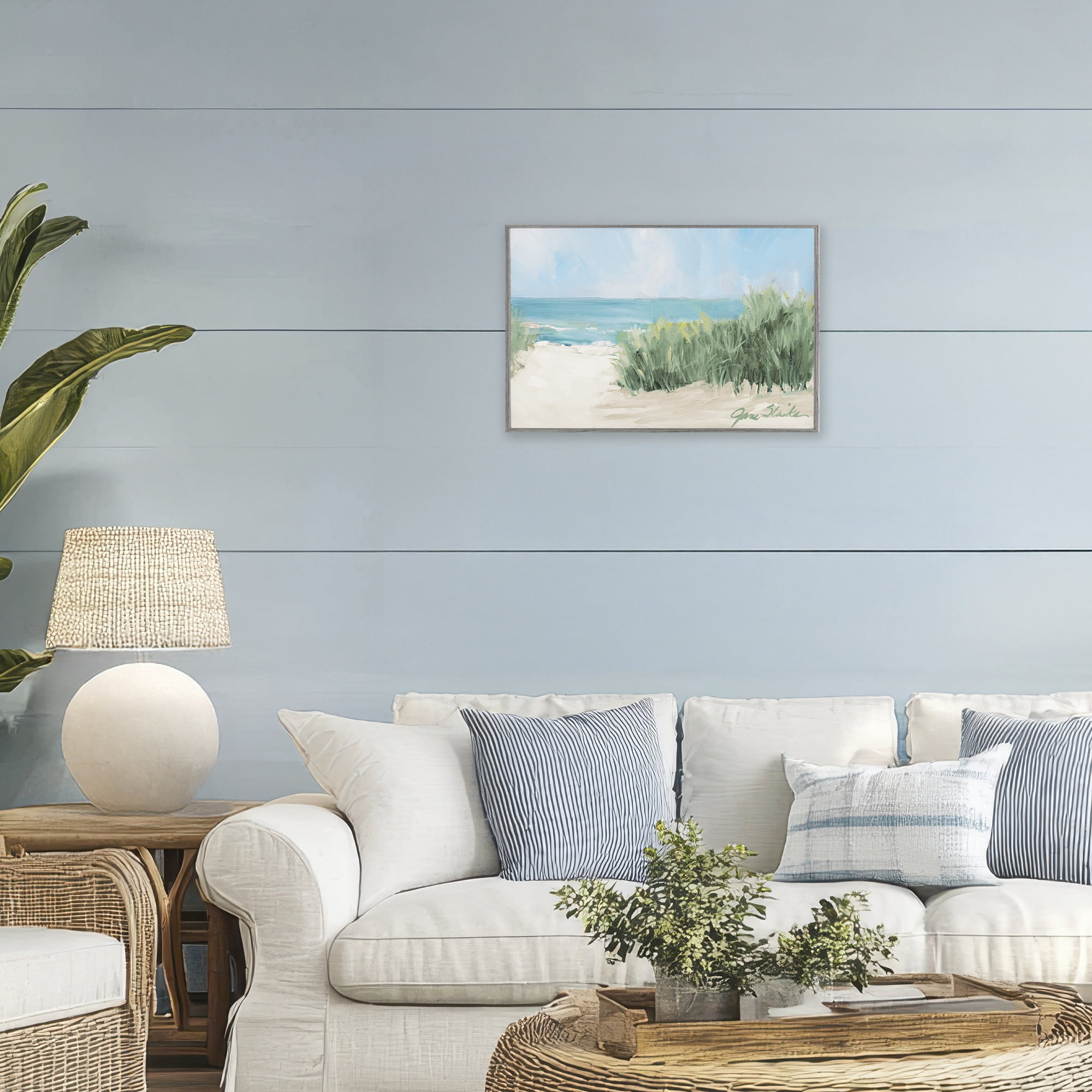 Stupell Industries Soothing Beach Day Gray Framed Giclee Art, design by Jane Slivka