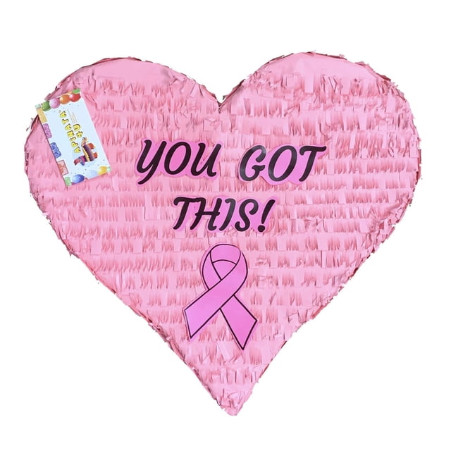 Heart Shaped Breast Cancer Awareness Pinata, Pink You Got This Support Message, Pink Ribbon Heart Pinata for Motivational and Survivor Celebrations, Encouragement Events, Breast Cancer Support Party