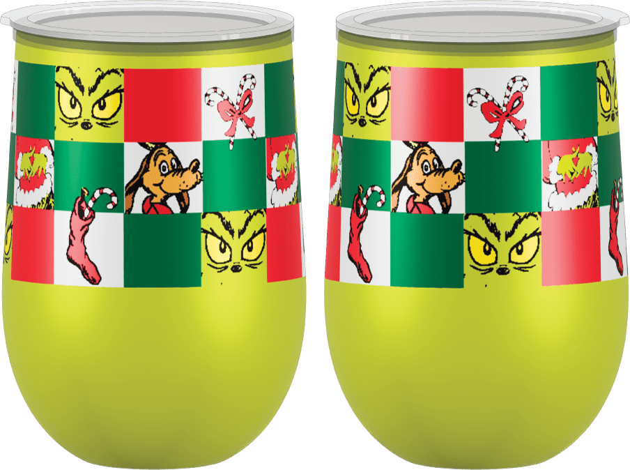 Dr. Seuss The Grinch Checkerboard 10 oz Stainless Steel Tumbler